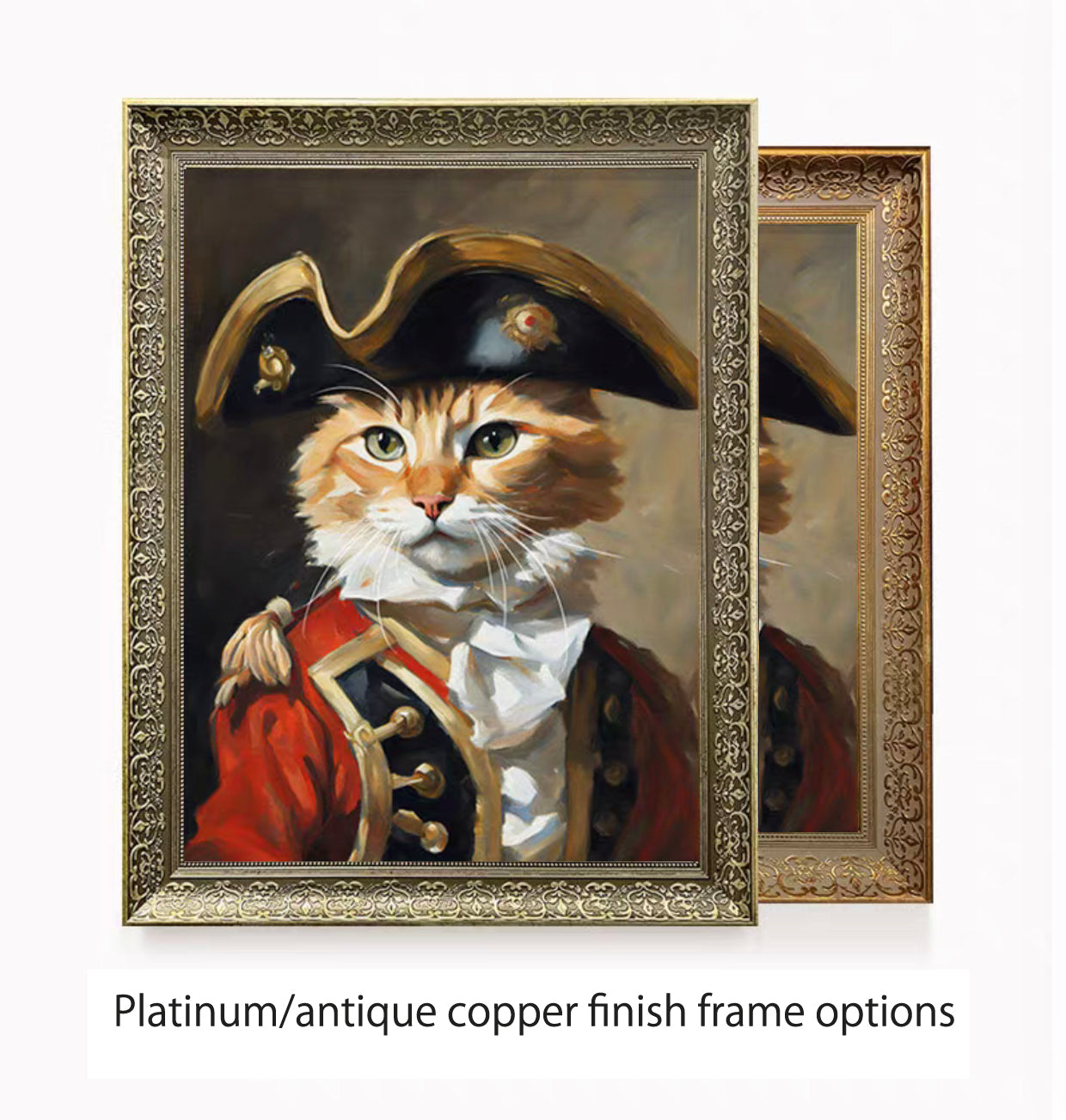 Pet Photo Portrait, Aristocratic, Framed, Platinum/Antique Copper Finish, Custom Made (Caribbean Captain)