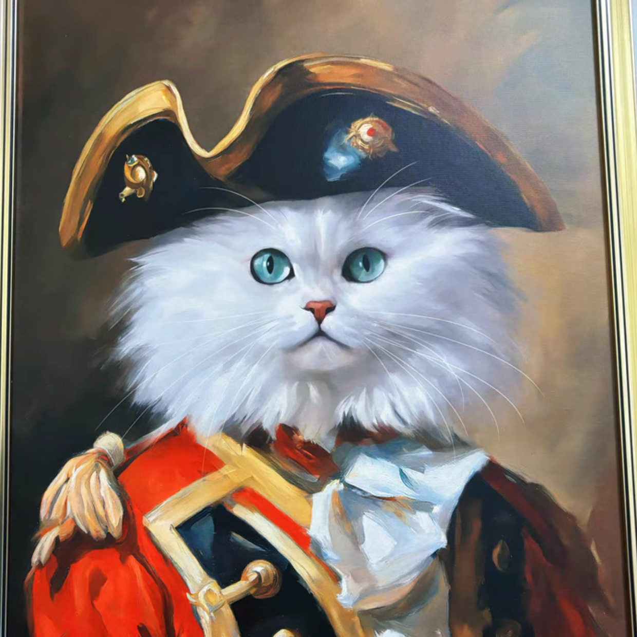 Pet Photo Portrait, Aristocratic, Framed, Platinum/Antique Copper Finish, Custom Made (Caribbean Captain)