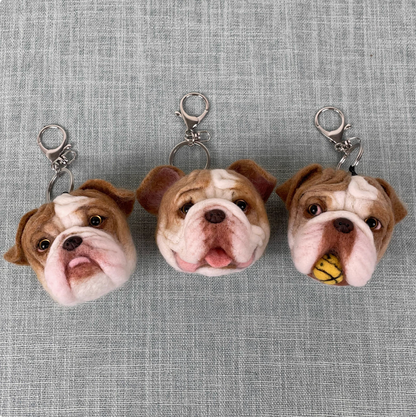 Charms made from photos of pets. Memorial keychains for beloved dogs and cats. Handicrafts, pet portraits made from wool felt, custom-made