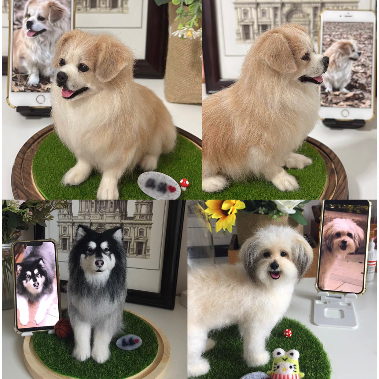 Customized stuffed toy by pet's photo. Made from wool felt. Handmade. Fluffy fur