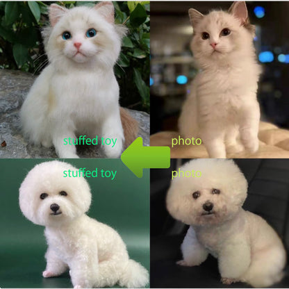 Customized stuffed toy by pet's photo. Made from wool felt. Handmade. Fluffy fur